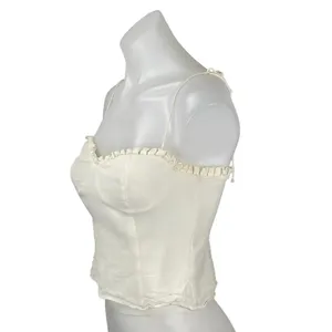 Reformation Novena Cream Corset Bustier Tie Strap Sleeveless Cami Crop Top Sz 6 thumbnail 2