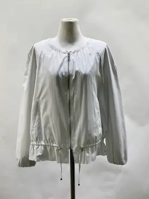 Zara Light Gray drawstring tie front peplum  Bomber windbreaker Jacket thumbnail 5