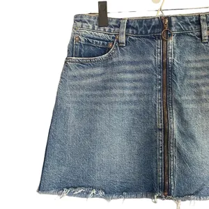 Free People We The Free Women’s Zip It Up Denim Jean Skirt 100% Cotton Size 30 thumbnail 3