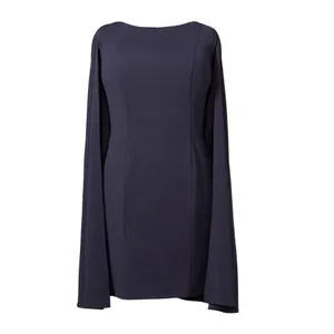 Maggy London Navy Blue‎ Cape Sheath Cocktail Dress Boat Neck Mini NEW thumbnail 3