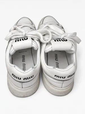 Miu Miu White Leather Logo Low Top Sneakers Made in Italy SIZE 35.5 thumbnail 7