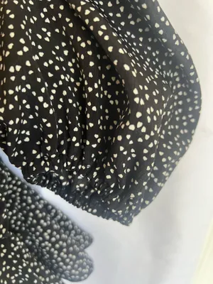 Luxxel Black and White Polka Dot Long-Sleeve Fit-and-Flare Romper thumbnail 9