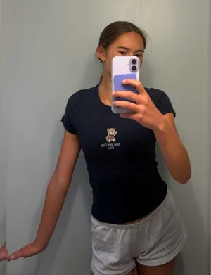 Navy Blue Hollister baby tee thumbnail 1
