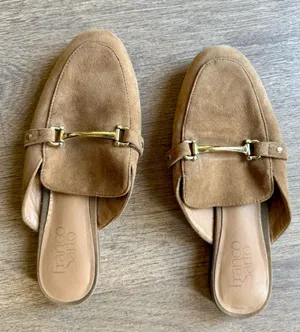 Franco Sarto Tan Suede Loafer Mules thumbnail 1