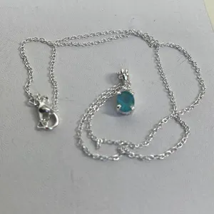 Boutique Sterling silver with light blue quartz. Sterling silver setting and chain. thumbnail 2