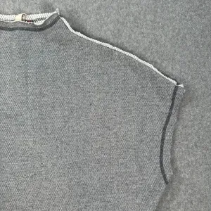 Pilcro Funnel Neck Cut Off Pullover Womens Small Gray Terry Boxy Casual Lounge thumbnail 2