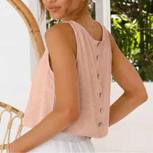 NWT Women’s Linen Crop Tank Top‎ – Sleeveless Summer Casual Small thumbnail 2