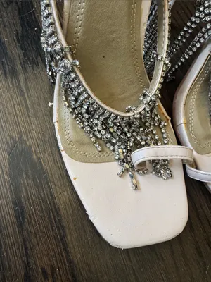 Oh Polly After Midnight Embellished Fringe Mule Heels thumbnail 2