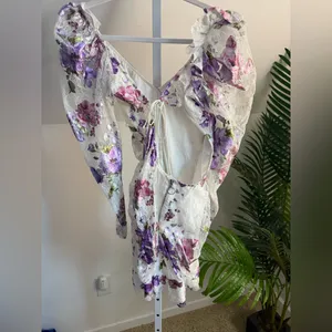 For Love & Lemons - Wildflower Foil Lace Mini Dress in Lavender ,‎ size Small thumbnail 4