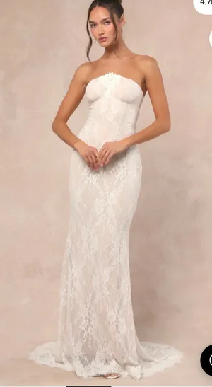 Lulus Valeria White Lace Strapless Maxi Dress thumbnail 1