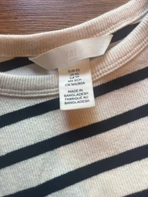 Striped H&M Top Crop Black White thumbnail 3