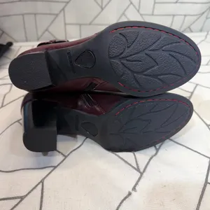 Born Leather Ankle Boots Size 9M Burgundy Buckle‎ Detail Block Heel F41847 thumbnail 8