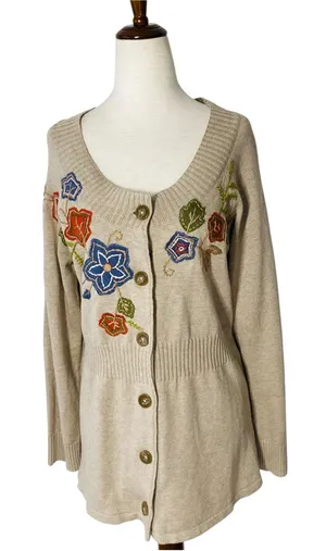 D&CO Embroidered Flowers & Leaves Cardigan thumbnail 1