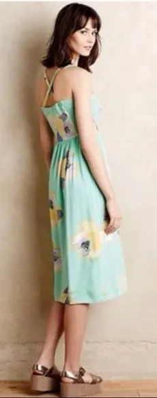 Anthropologie Corey Lynn Calter Floral Midi Dress - Mint Green -‎ XS thumbnail 1