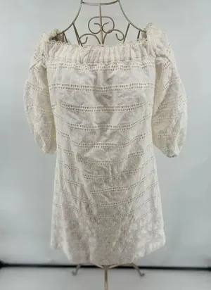 Vince Camuto White Eyelet Off The Shoulder Mini Dress Size 6 Cotton thumbnail 1