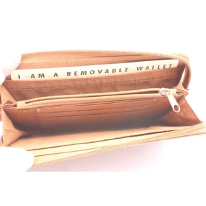 Brown Vinyl Tan Zip Around Wallet Removable Card Holder Organizer NEW Vintage thumbnail 4
