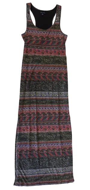 American Eagle Outfitters Racerback Maxi Dress in Black and Pink Tribal thumbnail 1