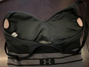 Under Armour Sports Bra Womens Large Black Longline Adjustable Padded Stretch thumbnail 5