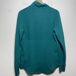 L.L.Bean Womens Cotton Cozy Mixed-Knit Pullover Medium Storm Teal Funnel‎ thumbnail 7
