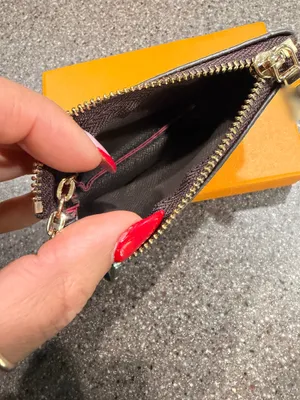 Brown checkered mini coin purse wallet L V NEW thumbnail 3
