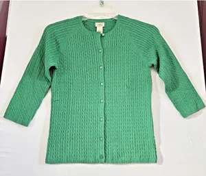 L.L. Bean Women's Kelly Green Spring Cardigan Sweater Small Regular‎ NwT thumbnail 1