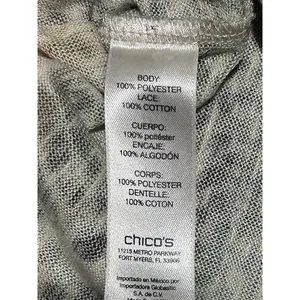 Chicos Boho Top Abstract Tribal Inspired Print Crochet Lace Artsy Size 1 Medium thumbnail 8