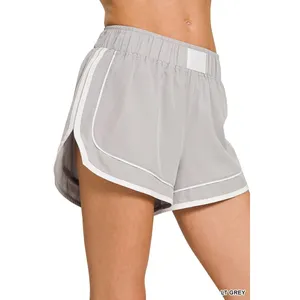 Zenana Soft Woven Lined Dolphin Shorts - Lt. Grey - Large thumbnail 6