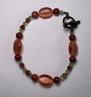 Free People Orange and Green Stone and Beaded Bracelet thumbnail 4