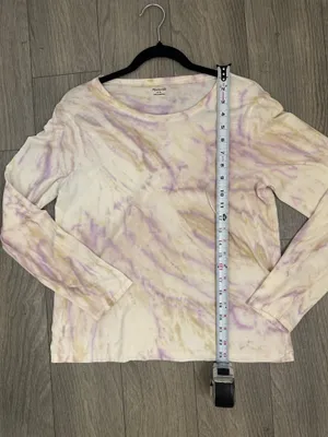 Madewell Tie Dye Long Sleeve Shirt | Purple, Tan, Cream | Casual Top | Size L thumbnail 8