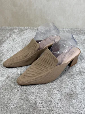 Cosy Island Women’s Knit Block Heels Shoes Mules Pointed Toe in Apricoat Cream 9 thumbnail 3