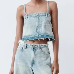 NEW! Zara Denim‎ Skirt Effect Crop Top thumbnail 6