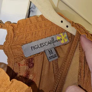 Figueroa & Flower Womens‎ Brown Embroidered Smocked Maxi Dress Medium thumbnail 5
