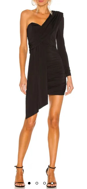 Michael Costello x Revolve Carmen One Shoulder Black Mini Dress thumbnail 1