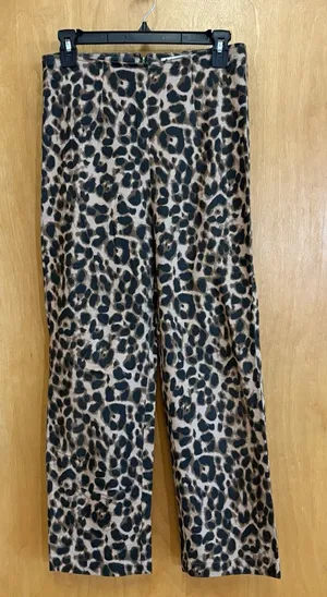 Reformation‎ Women's Animal Print Leopard Marlon Stretch High Crop Pants Size 4 thumbnail 1