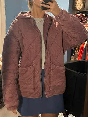 wild fable Quilted Hooded coat in Mauve thumbnail 1