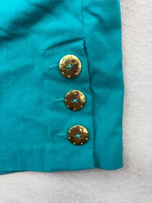 Bisou Bisou 16 Turquoise Pocketed Shorts with Gold Buttons Accent thumbnail 3