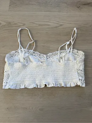 Iconic Boho Free People Adella White Crochet Bralette Camisole thumbnail 3