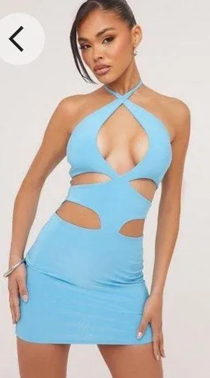 Ego shoes bodycon cut out baby blue dress thumbnail 1