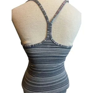 Lululemon y shaped power tank top activewear gray striped size 4 thumbnail 2