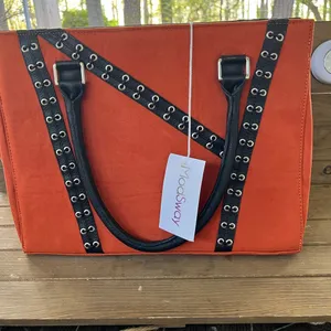 New Mod Sway women's handbag suede leather upper lining fabric strap orange thumbnail 2