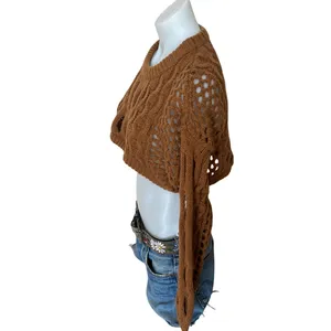 Cider Brown Cropped Sweater MEDIUM Grunge Steampunk Boxy Oversized NEW thumbnail 3