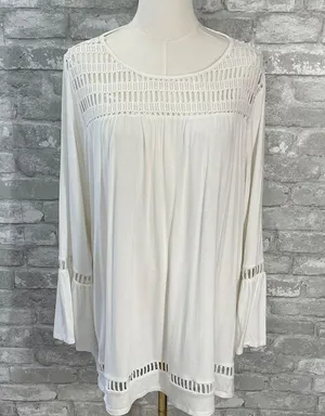Cyrus White Crochet Accent Blouse thumbnail 1