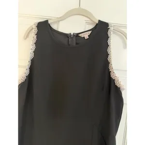 Nanette Lepore 12 Dress Sleeveless Lace Trim Cascading Front Ruffle Flared Hem thumbnail 6