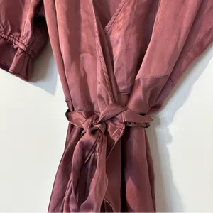 Reformation Silk Wrap Dress Womens Large Praline Mauve thumbnail 4