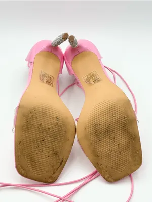 Azalea Wang Pink Lace-Up Crystal-Heel Sandals thumbnail 13