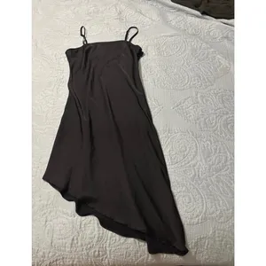 Forever 21 black satin asymmetrical slip mini dress size small thumbnail 5