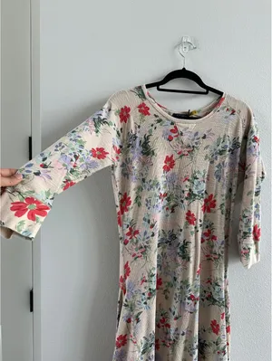 Polo Ralph Lauren Thermal Floral print knitted dress in beige XL thumbnail 4