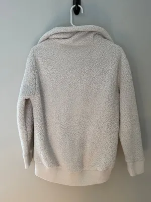 Athleta Ivory Sherpa Quarter Zip Hoodie XS thumbnail 6
