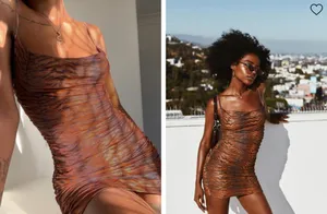 Princess Polly HARLAN MINI DRESS BROWN thumbnail 3