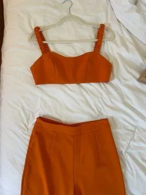 Orange Two Piece Pant Set Size L thumbnail 2